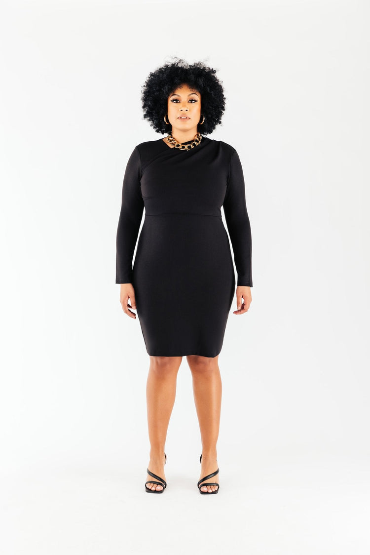 Bianca Ponte Knit Dress Long Sleeve - Chloe Kristyn