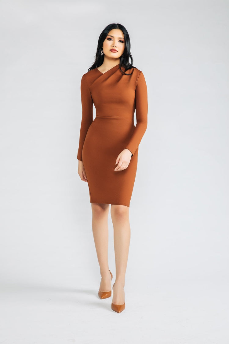 Black Bianca Ponte Knit Dress Long Sleeve - Chloe Kristyn