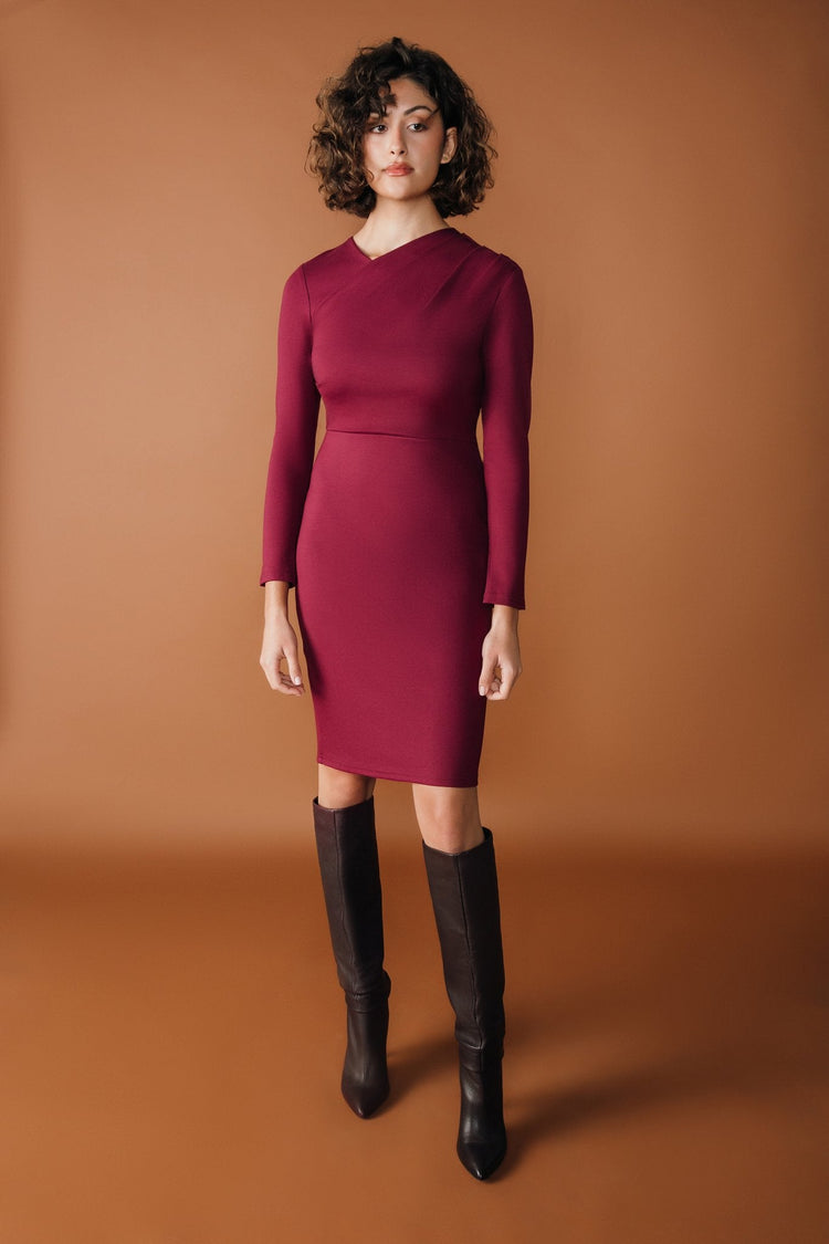 Black Bianca Ponte Knit Dress Long Sleeve - Chloe Kristyn