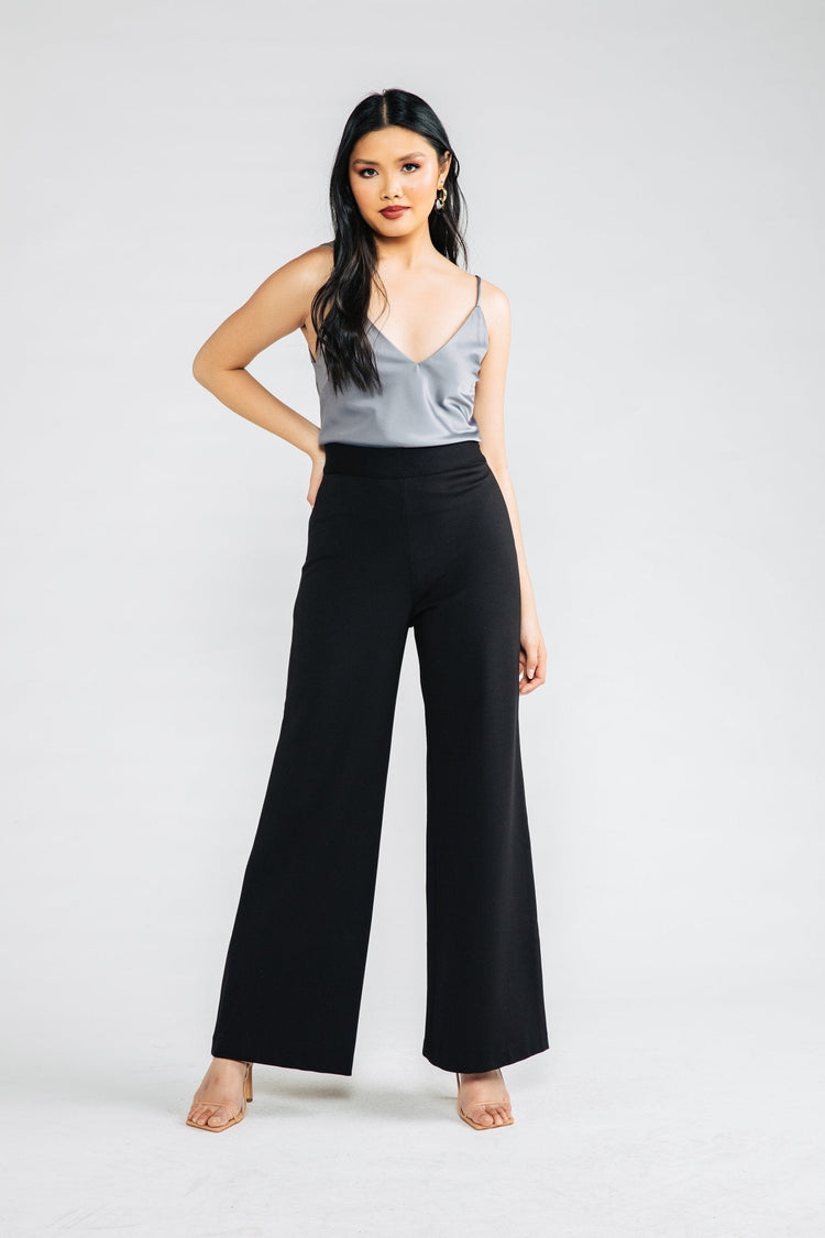 Bridgette Wideleg Ponte Pant | Black - Chloe Kristyn