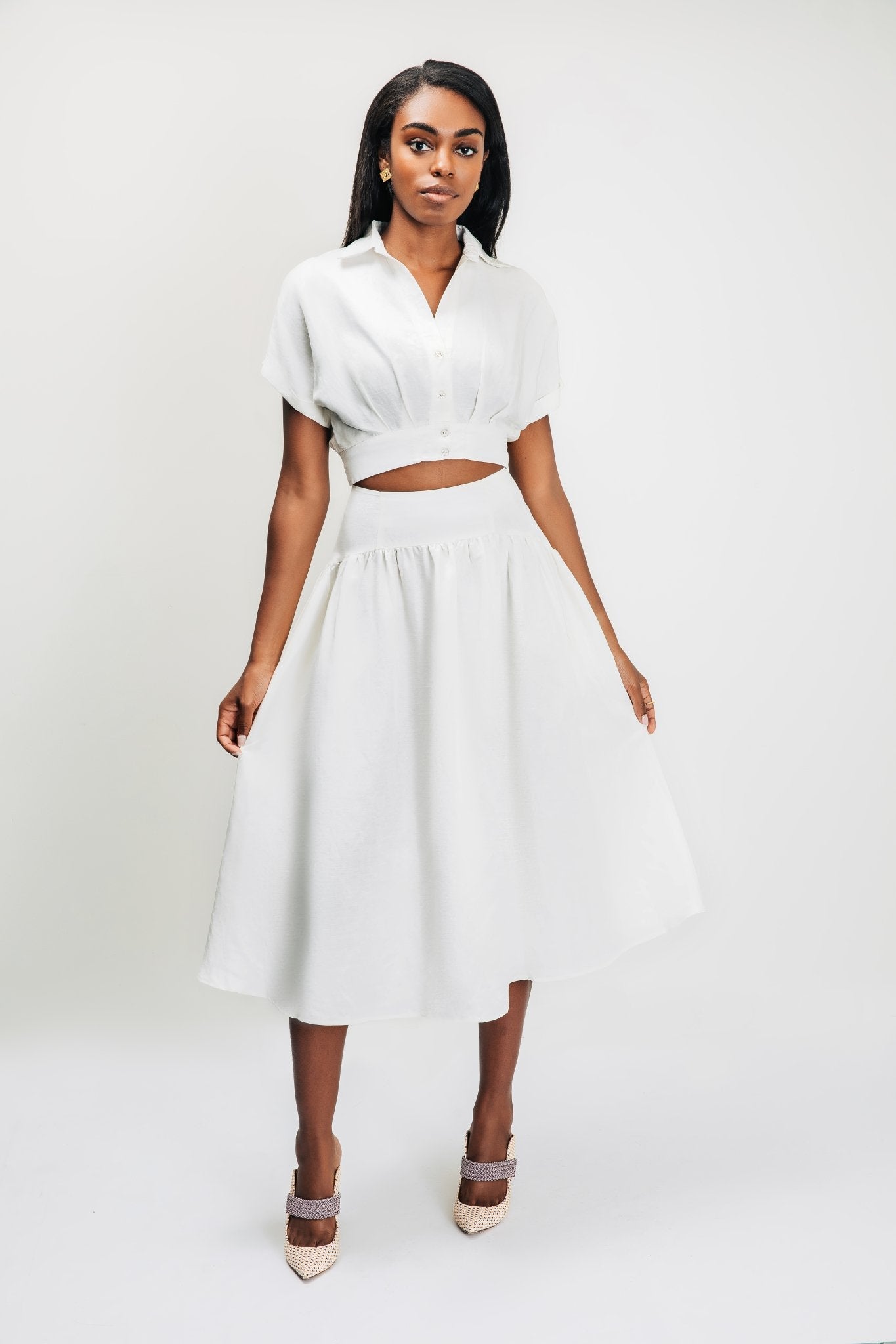 Hera Cropped Pleated Blouse - Chloe Kristyn