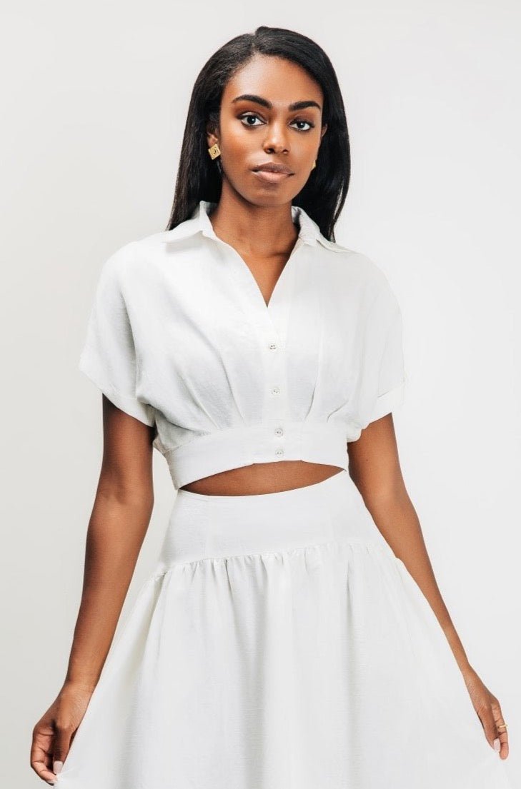 Hera Cropped Pleated Blouse - Chloe Kristyn