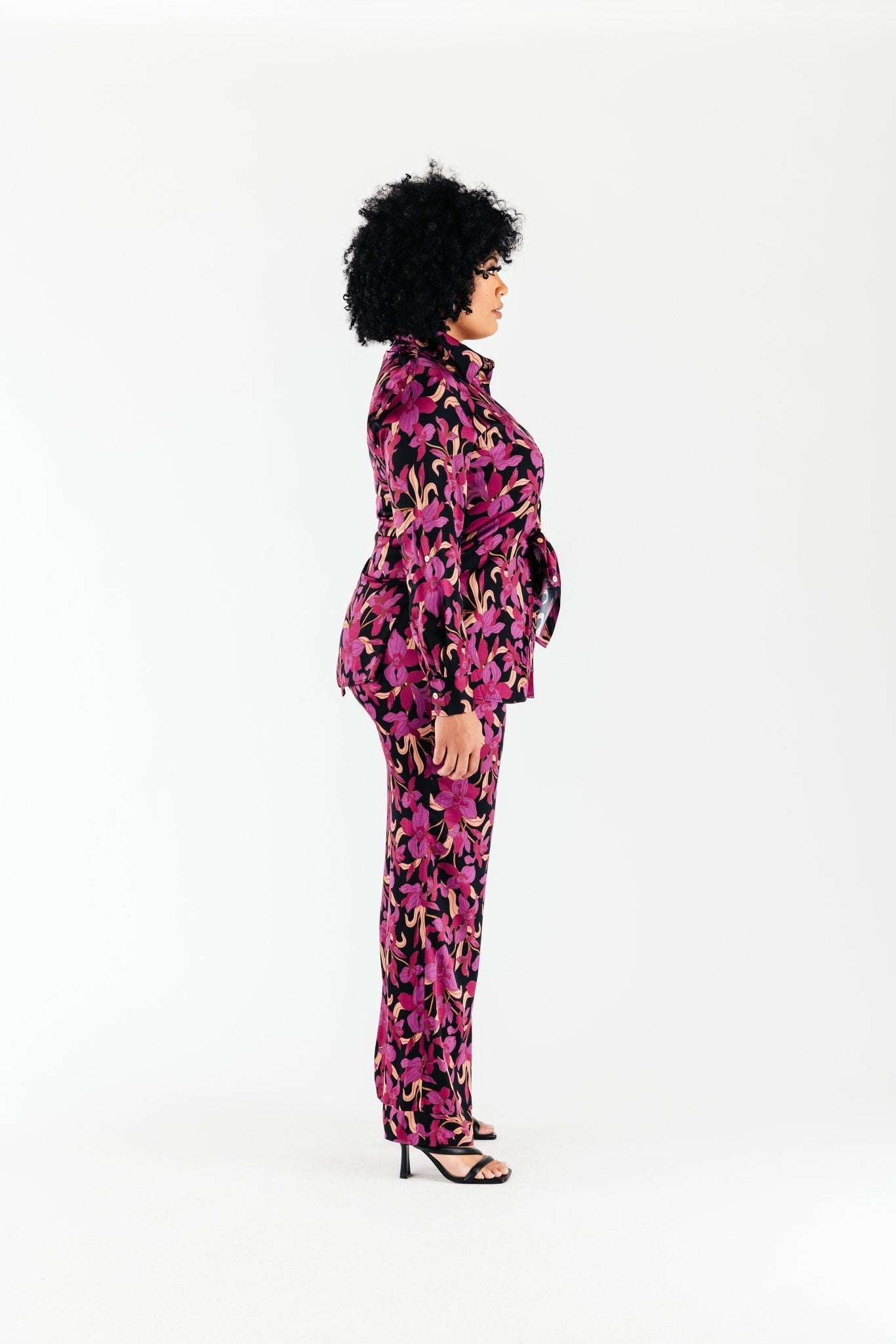 Magenta Floral Satin Bettina Blouse - Chloe Kristyn