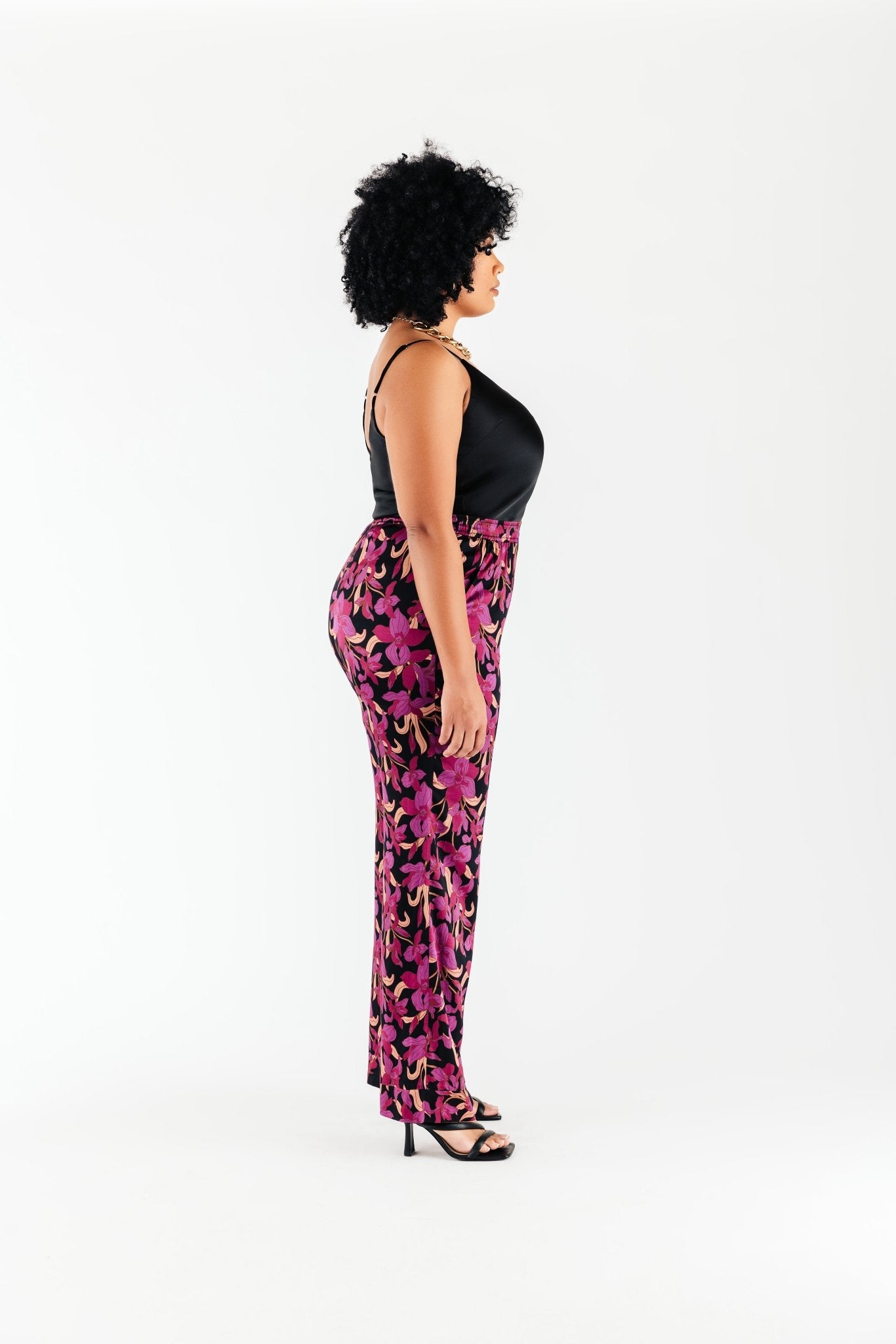 Magenta Floral Satin Olivia Pant - Chloe Kristyn