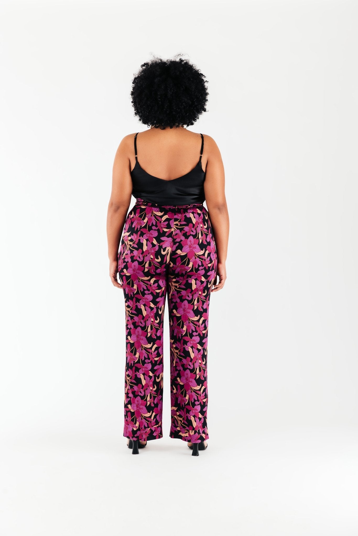 Magenta Floral Satin Olivia Pant - Chloe Kristyn
