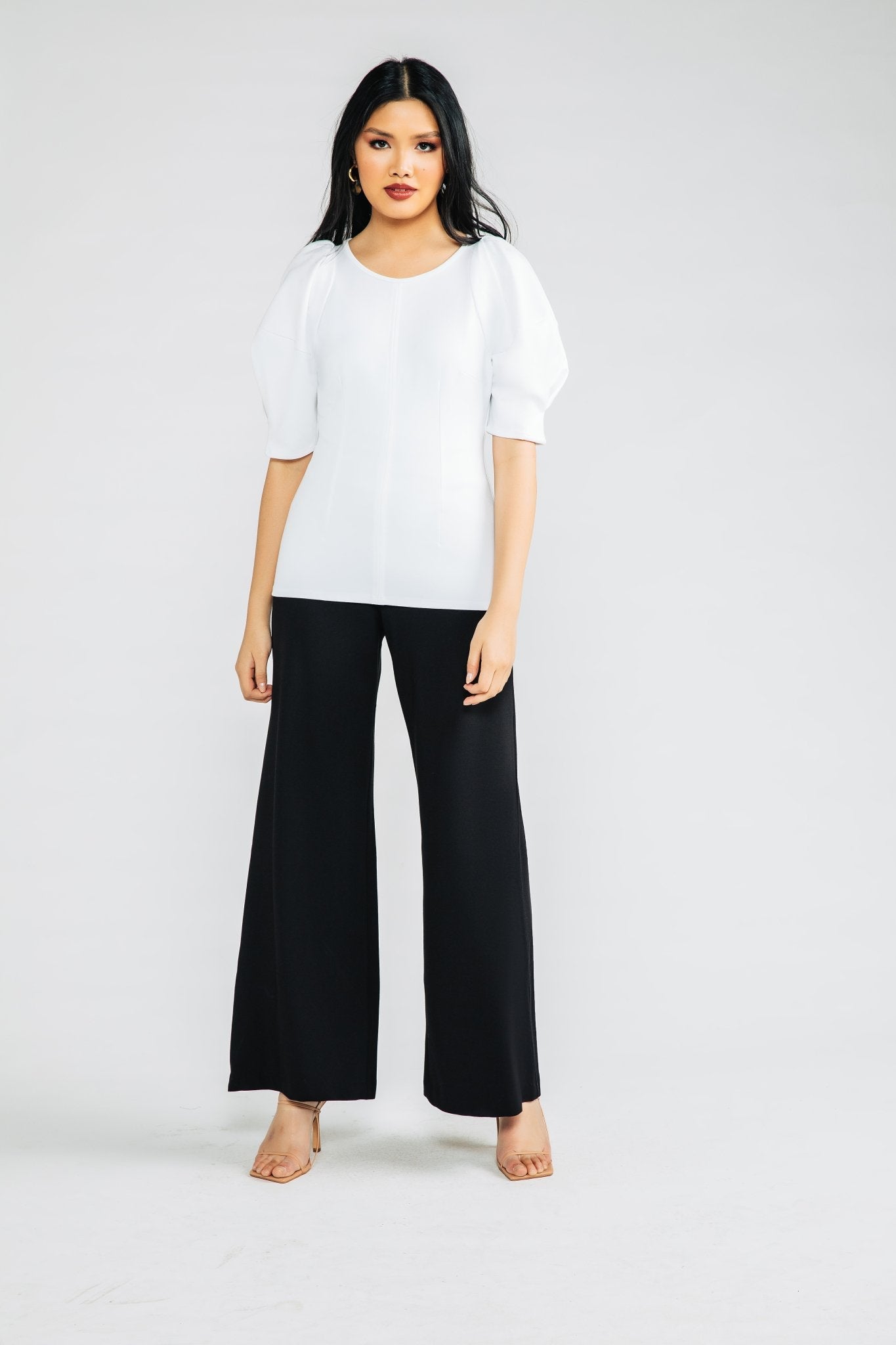 Off White Deveraux Ponte Pleated Sleeve Top - Chloe Kristyn