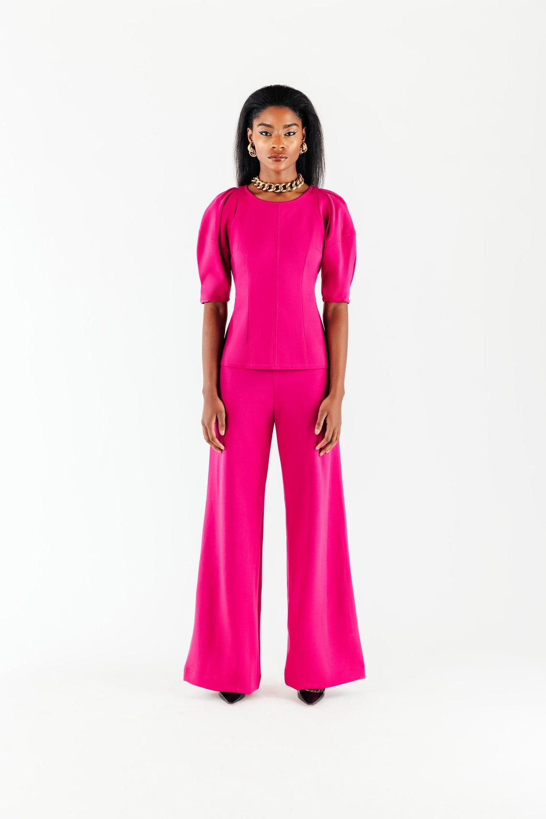 Off White Deveraux Ponte Pleated Sleeve Top - Chloe Kristyn