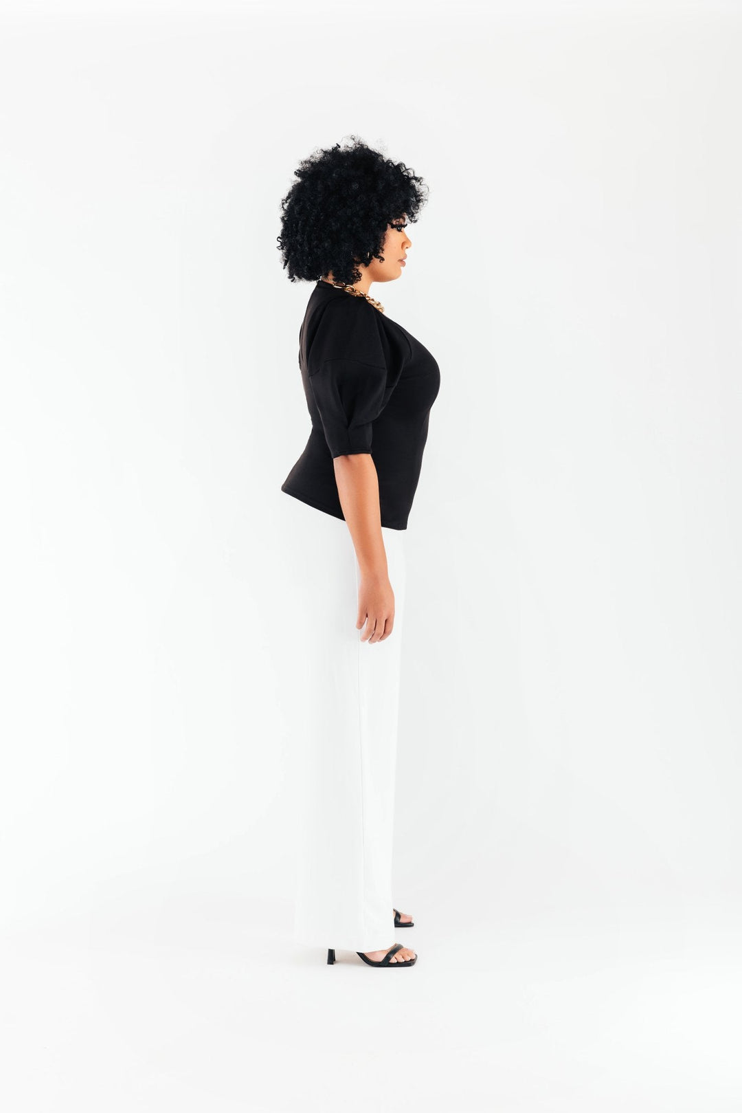 Off White Deveraux Ponte Pleated Sleeve Top - Chloe Kristyn