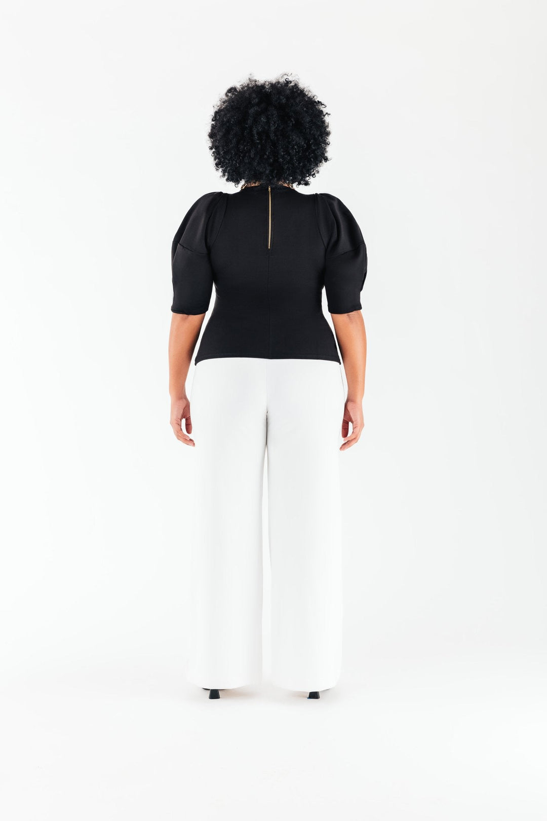 Off White Deveraux Ponte Pleated Sleeve Top - Chloe Kristyn