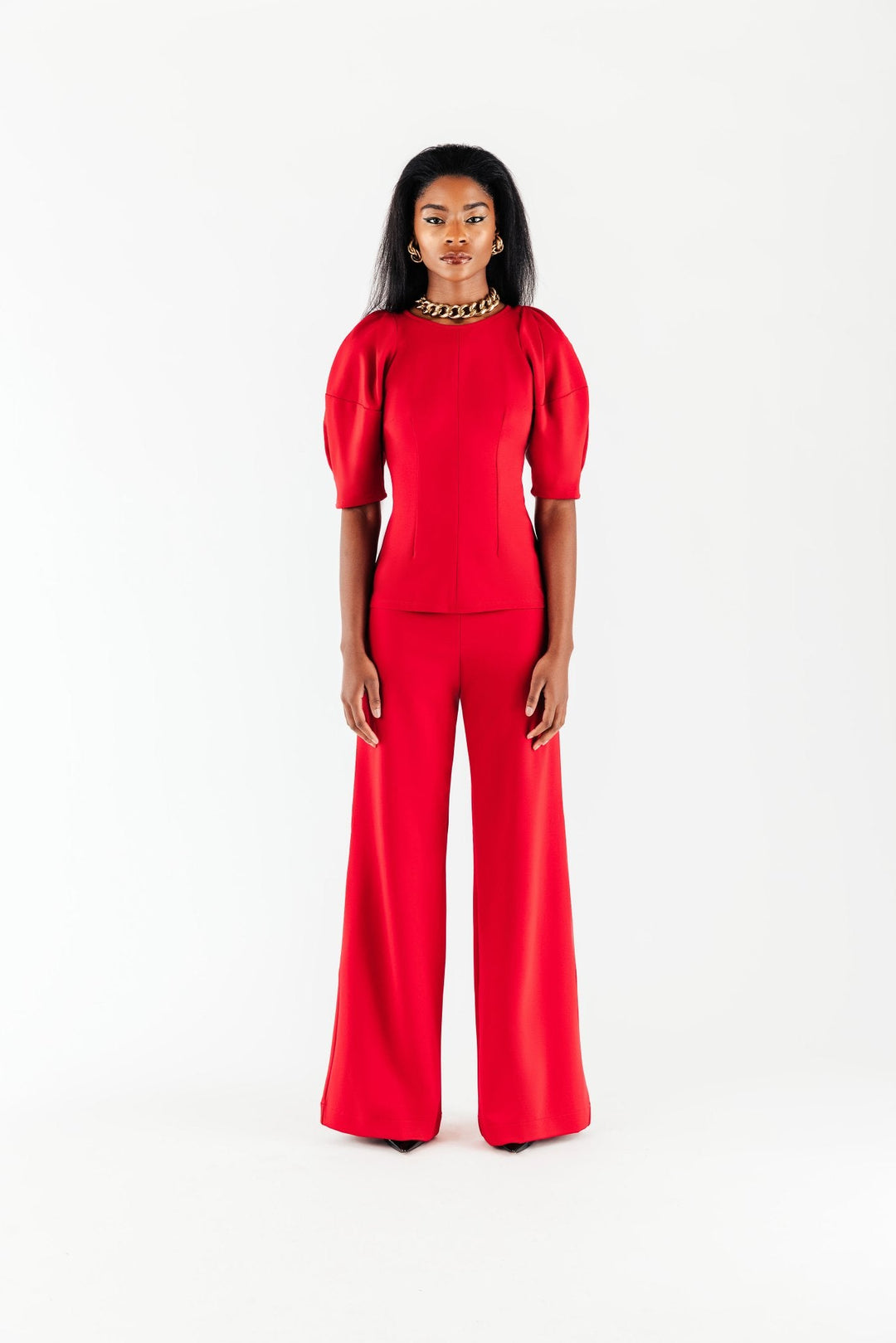 Off White Deveraux Ponte Pleated Sleeve Top - Chloe Kristyn
