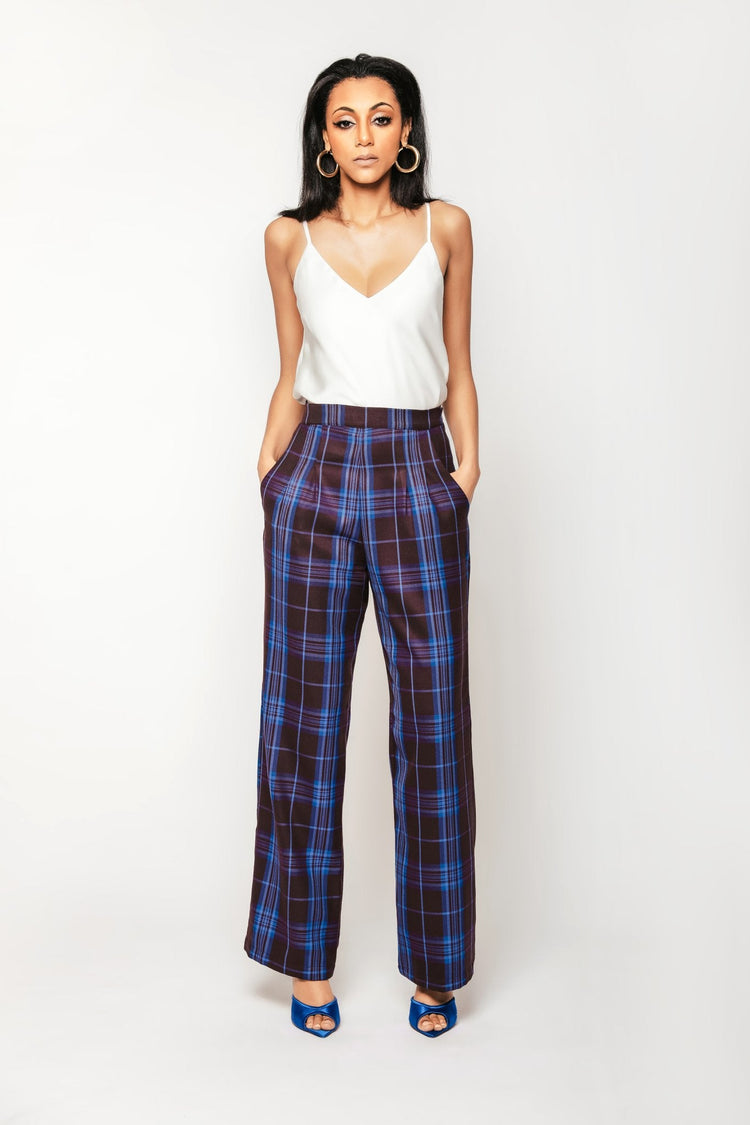 Plaid Sade Pleated Front Trouser - Chloe Kristyn