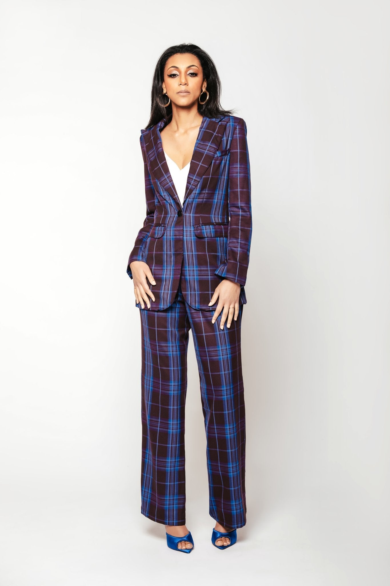 Plaid Sade Pleated Front Trouser - Chloe Kristyn