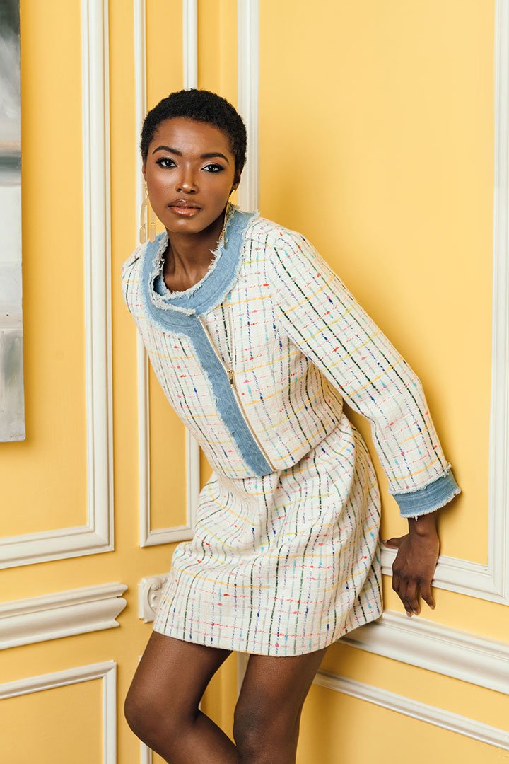 White Multi-Tweed Colleen Dress - Chloe Kristyn