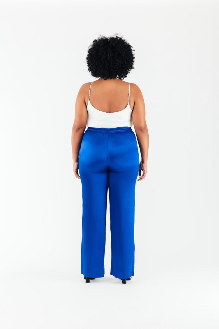 Cobalt Satin Olivia Pant - Chloe Kristyn