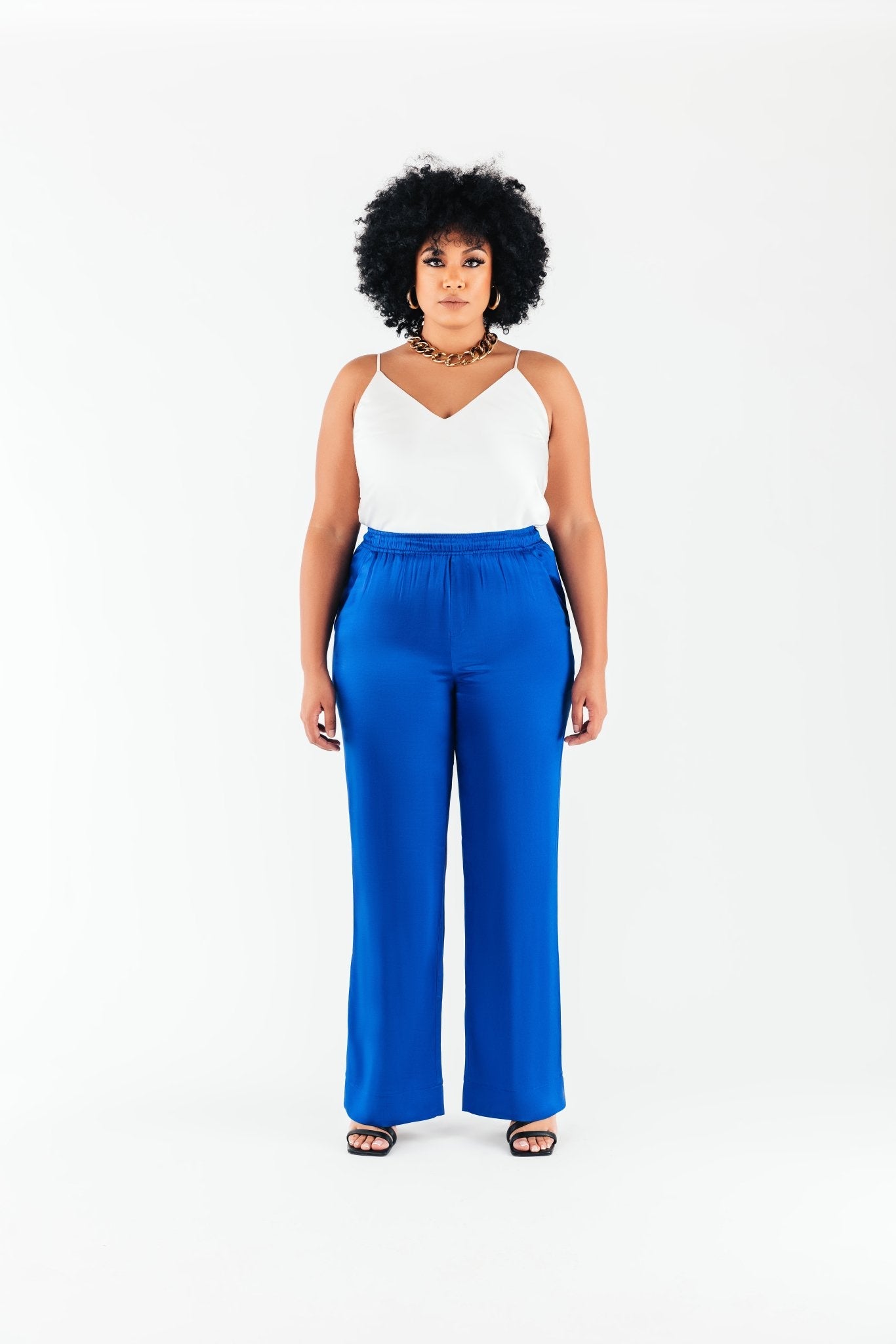 Cobalt Satin Olivia Pant - Chloe Kristyn