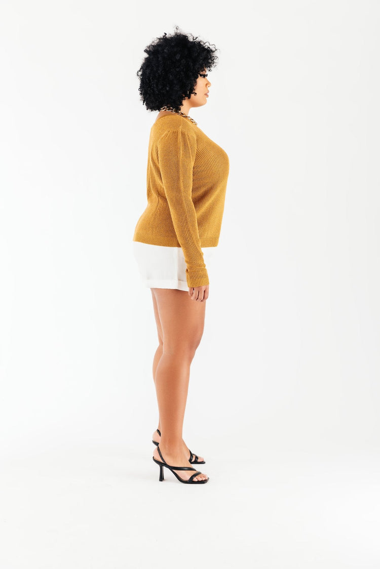 Gold Metallic Nikki Sweater - Chloe Kristyn