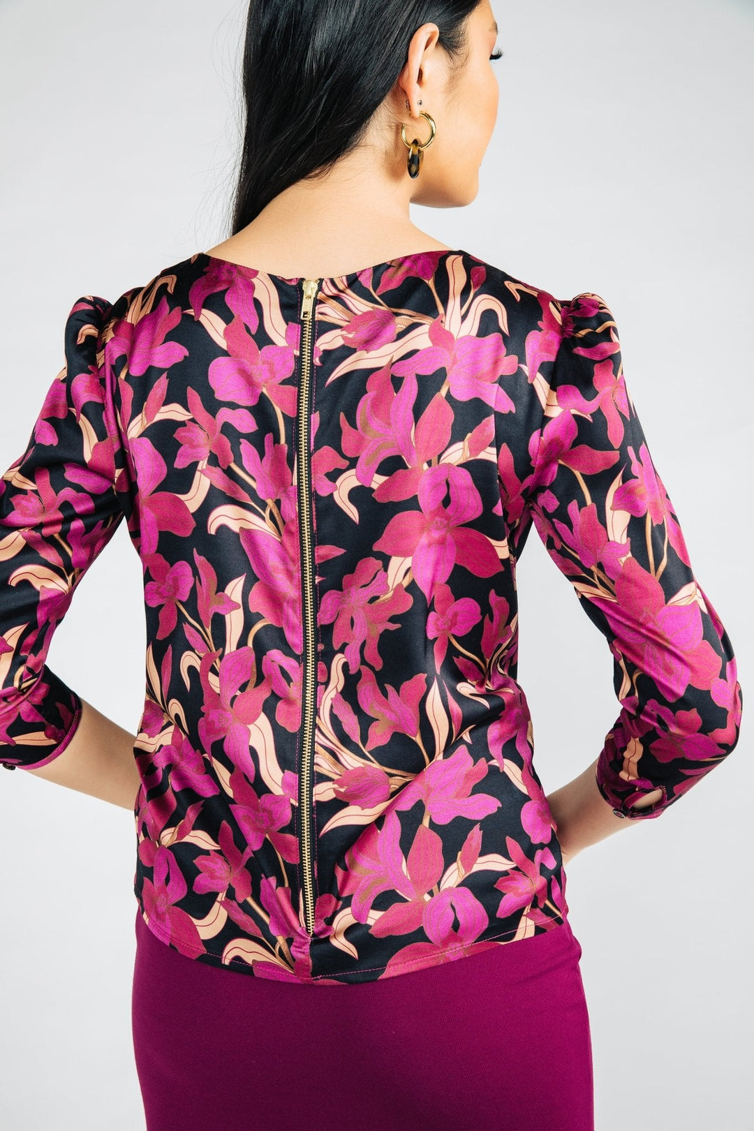 Magenta Floral Tori Blouse - Chloe Kristyn