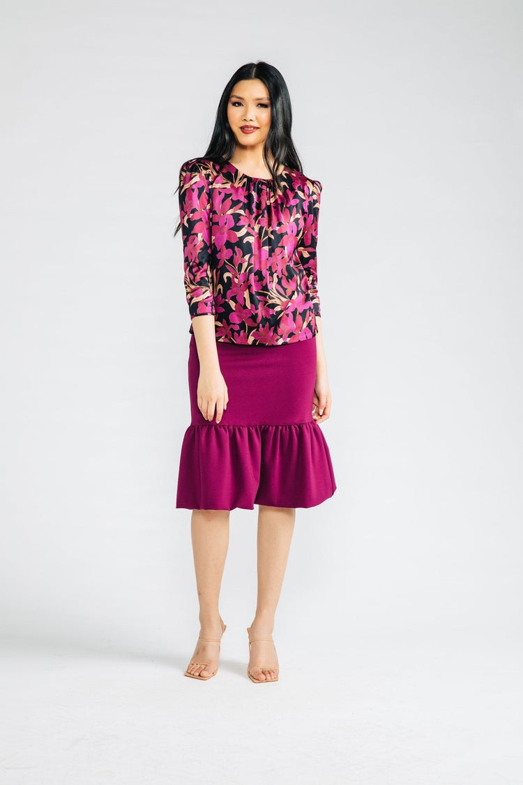 Magenta Floral Tori Blouse - Chloe Kristyn