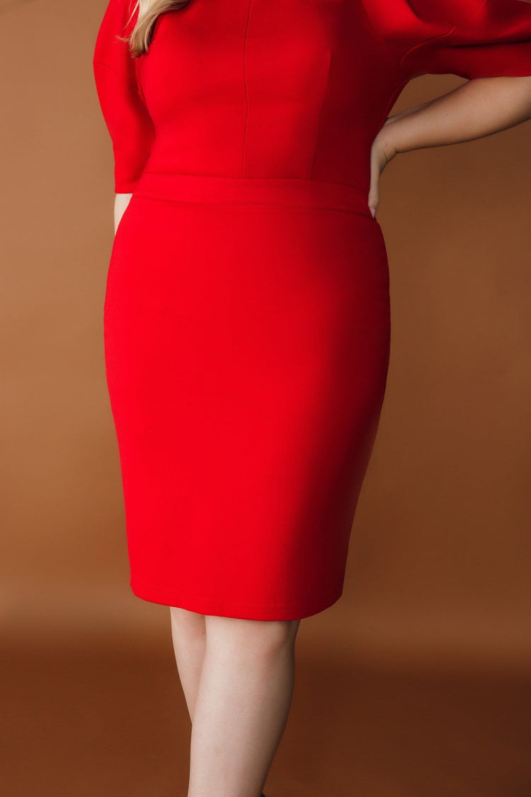 Danielle Ponte Pencil Skirt | Red - Chloe Kristyn