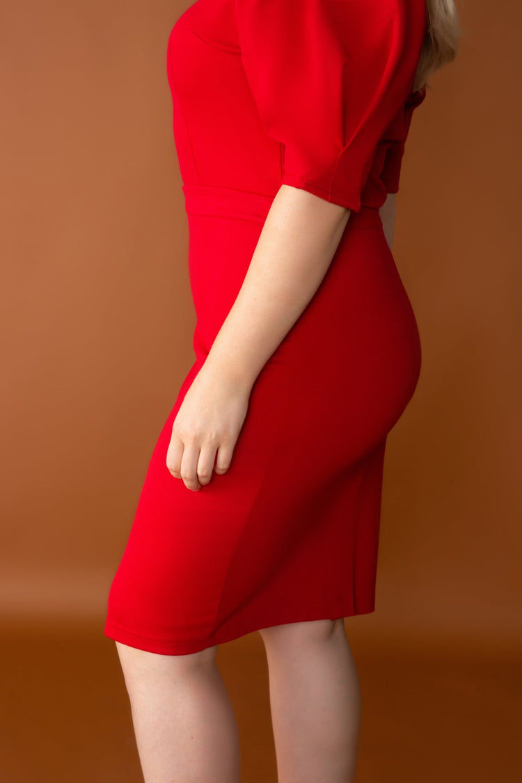 Danielle Ponte Pencil Skirt | Red - Chloe Kristyn