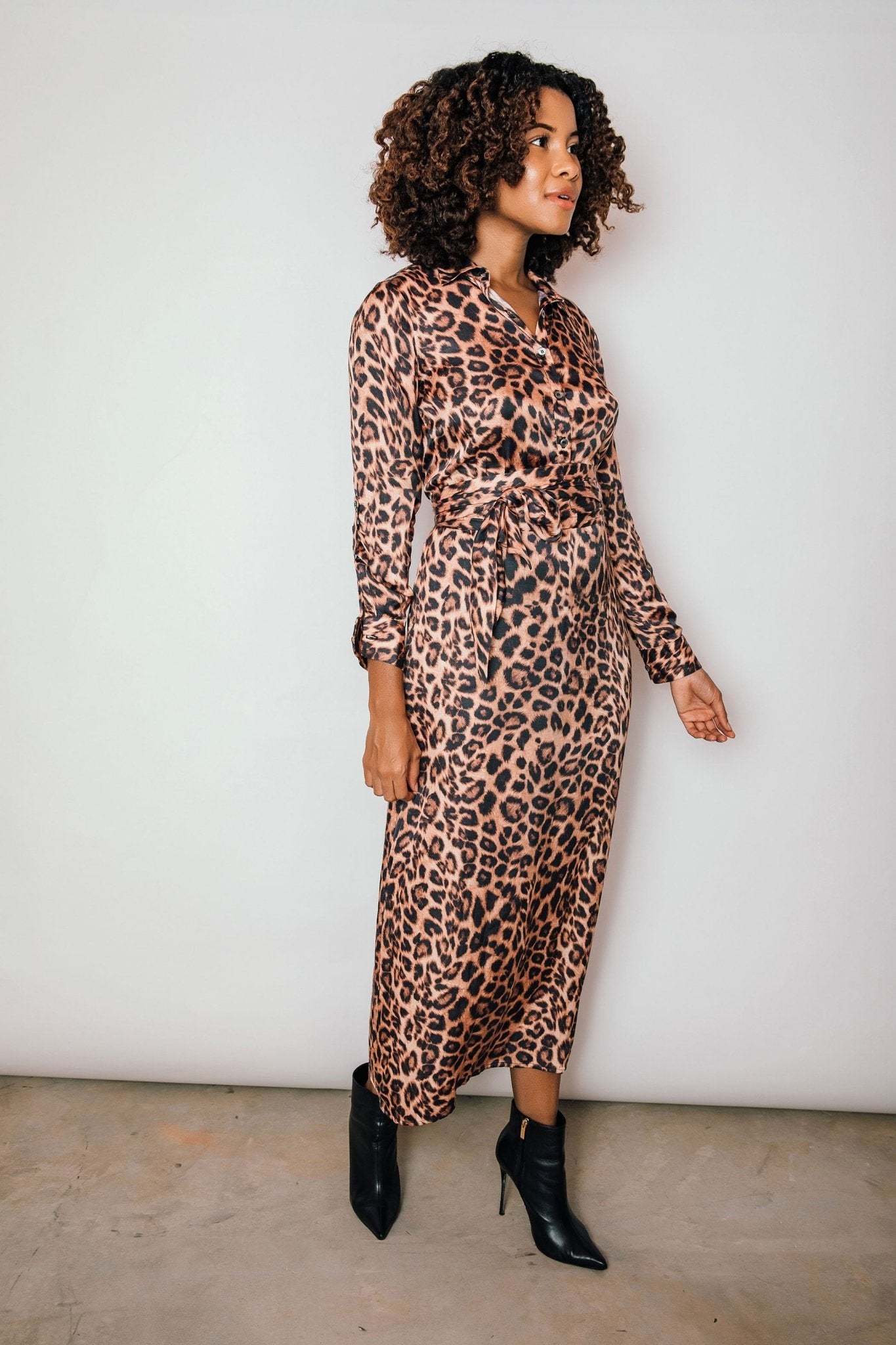 Leopard Satin Morgan Dress - Chloe Kristyn