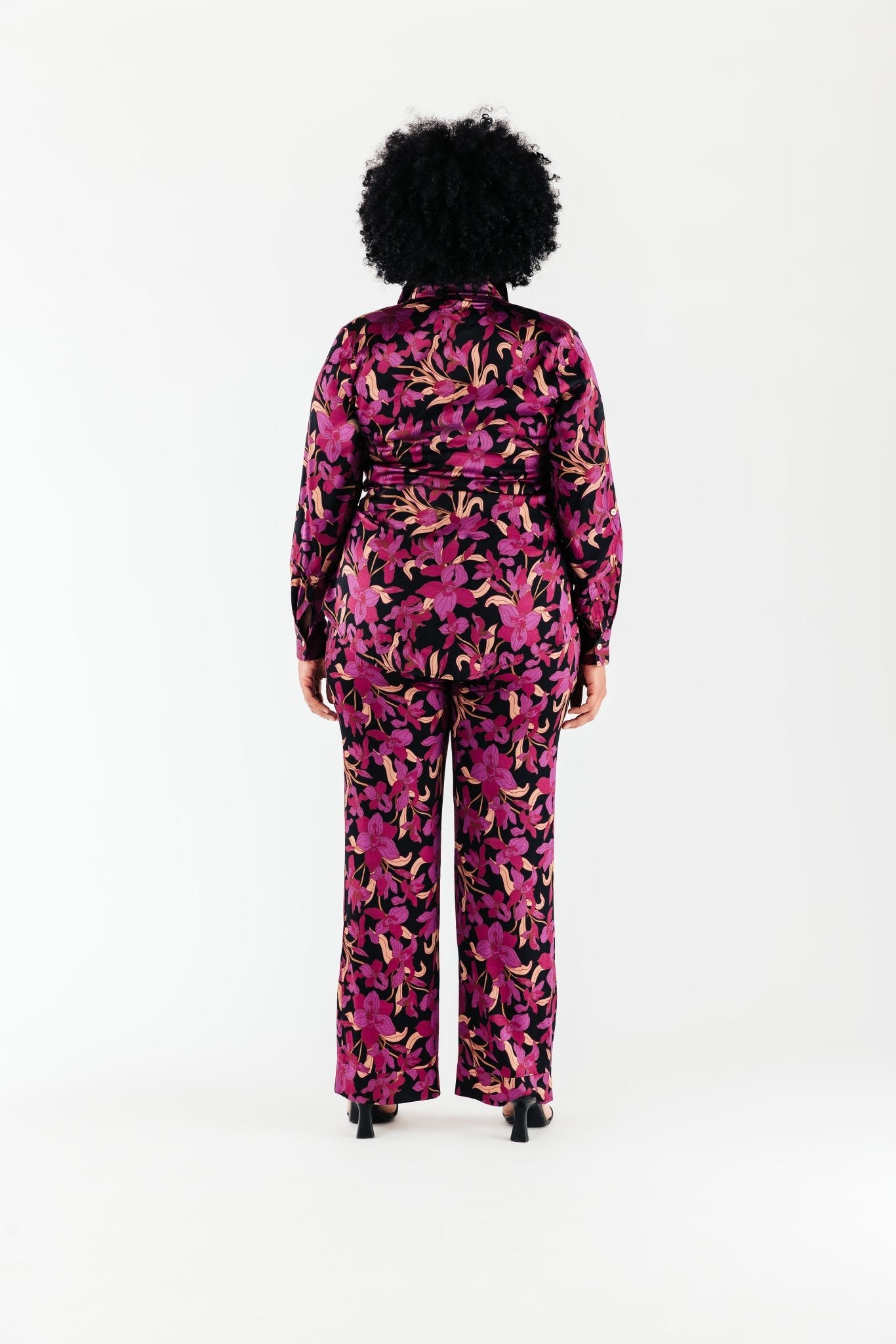 Magenta Floral Satin Bettina Blouse - Chloe Kristyn