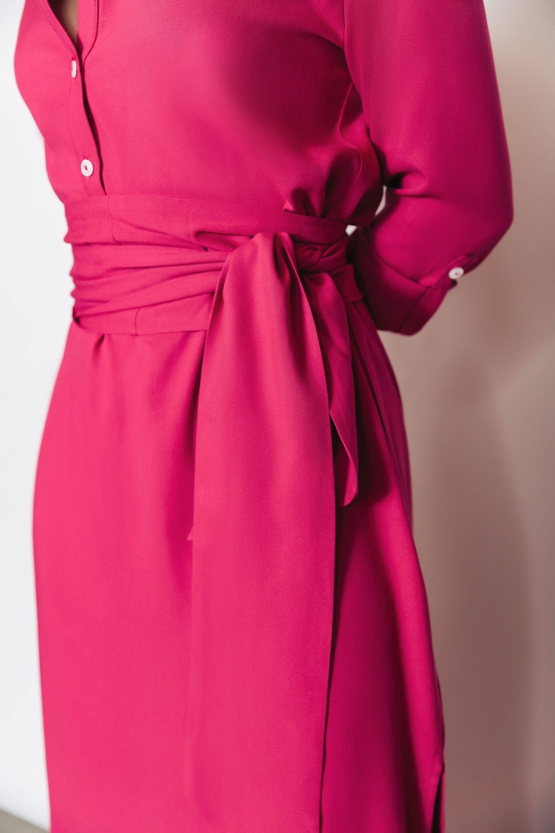 Morgan Maxi Length Henley Dress | Fuchsia - Chloe Kristyn