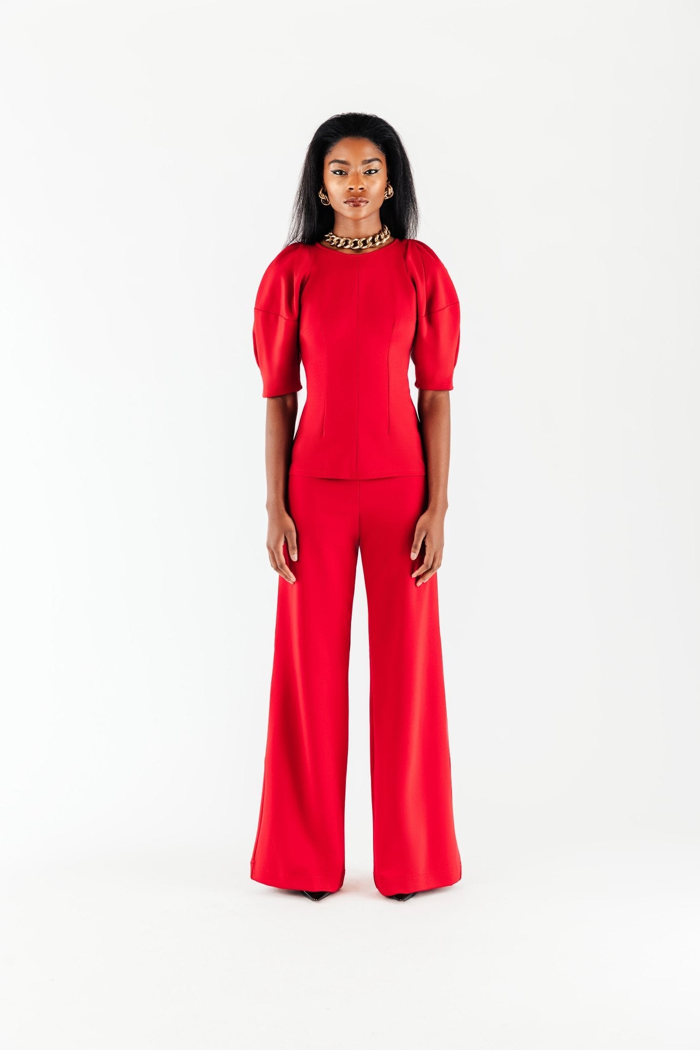 Off White Deveraux Ponte Pleated Sleeve Top - Chloe Kristyn
